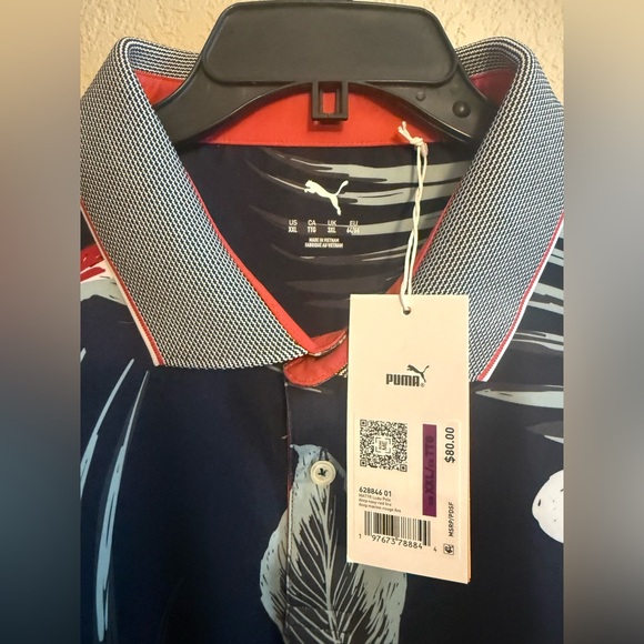 PUMA Men's MATTR Luau Golf Polo Size XXL in Blue/White/Red Floral NWT - Picture 6 of 10